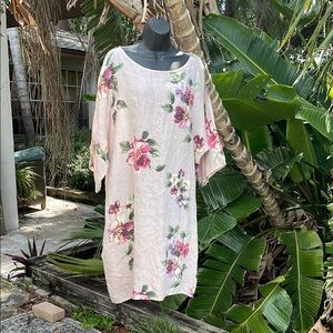 Italian made hundred percent linen floral dress